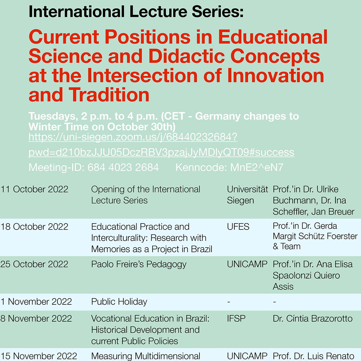 Ringvorlesung International Lecture Series DE BR | Prof. Dr. Ina Scheffler